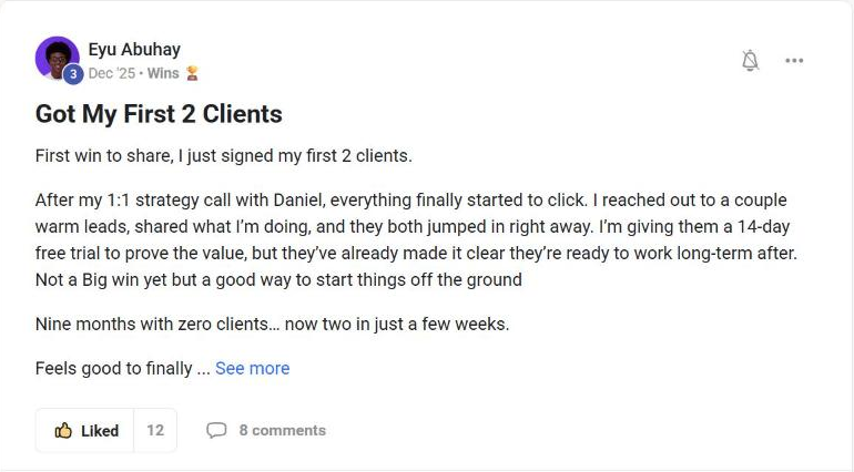 Eyu Abuhay: his first 2 clients