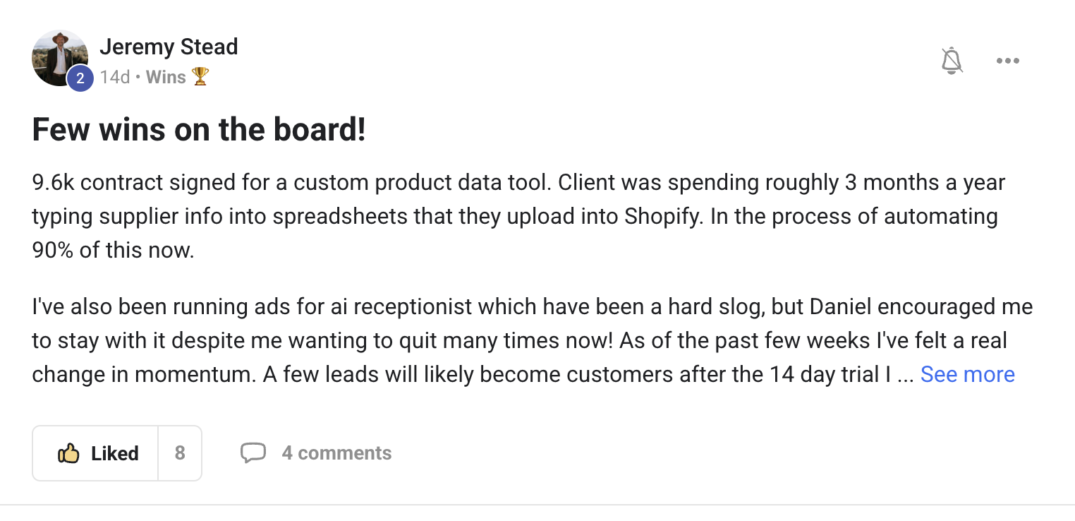 Jeremy Stead: a 9.6k contract signed for a custom product data tool