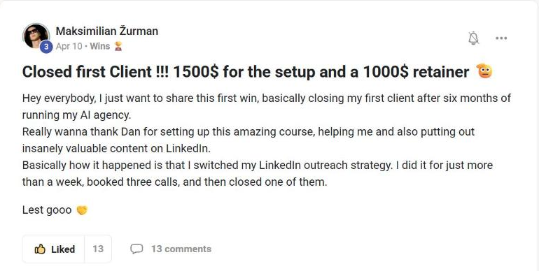 Maksimilian Žurman: first client, $1,500 setup and a $1,000 retainer