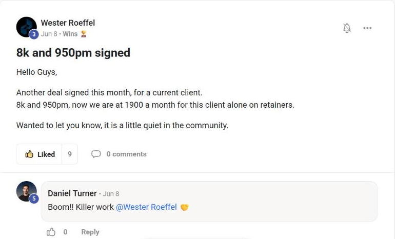 Wester Roeffel: 8k and 950 a month signed